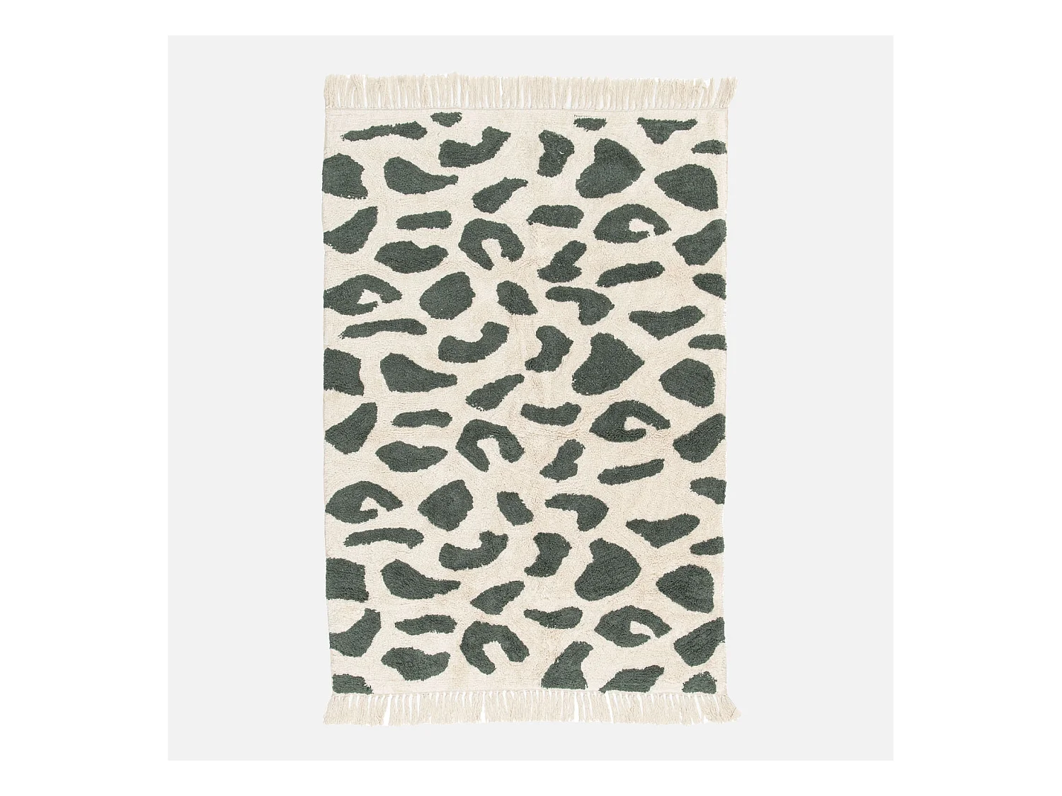 Tapis intérieur coton motif tacheté vert foncé avec franges Glen 160x230cm