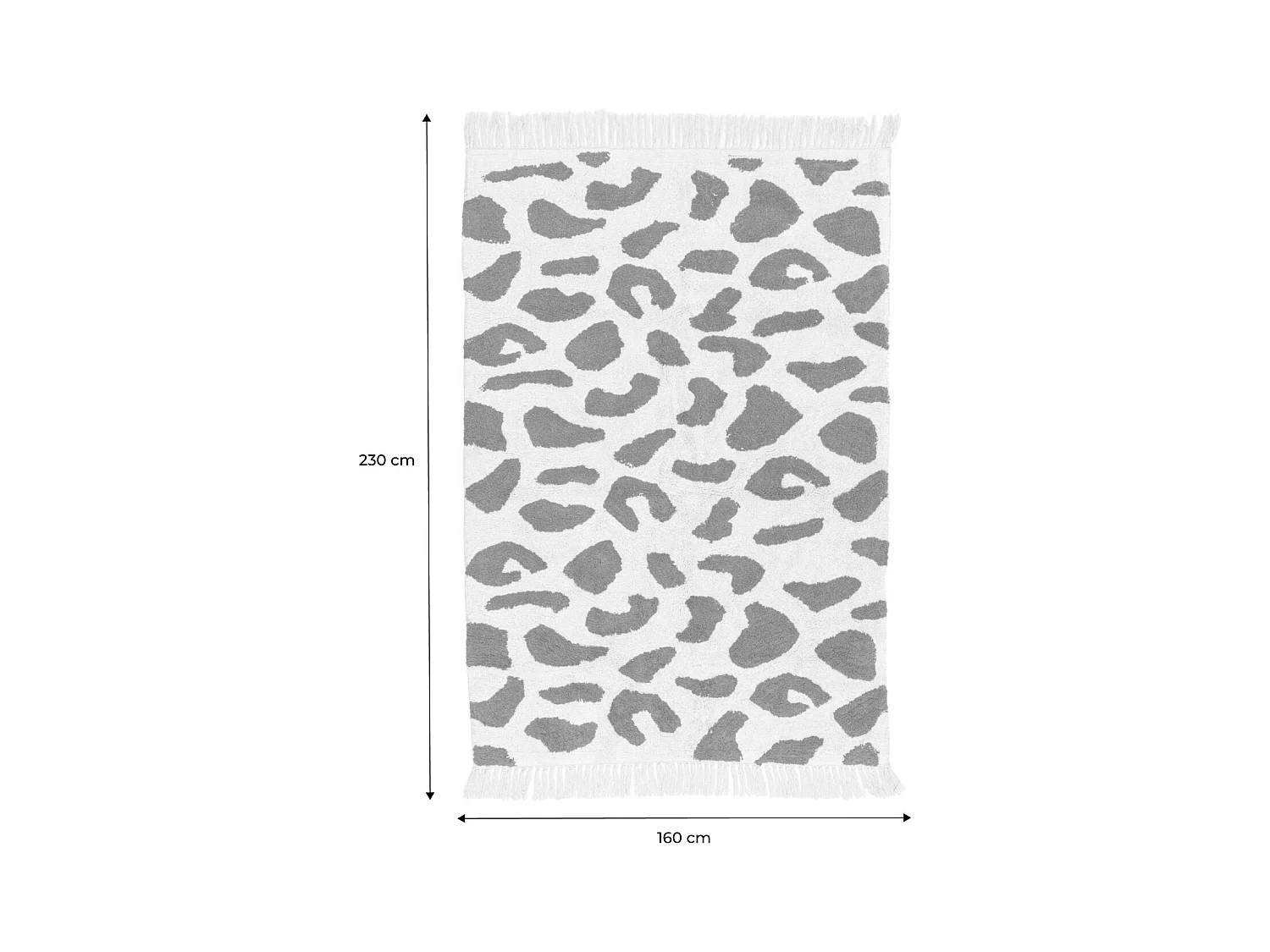 Tapis intérieur coton motif tacheté vert foncé avec franges Glen 160x230cm