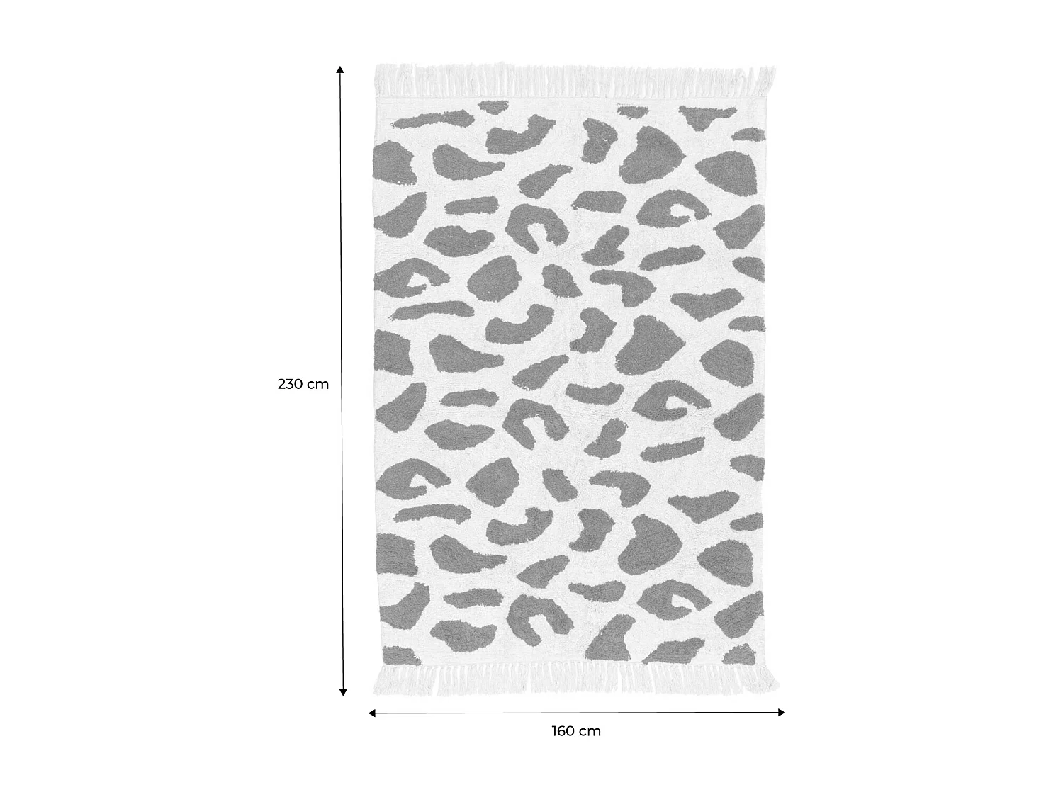 Tappeto interno cotone motivo maculato verde scuro con frange