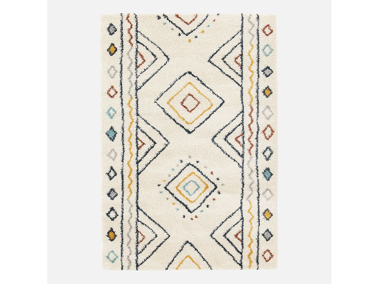Tapis intérieur motif berbère crème. bleu et orange Ralph 200x260cm