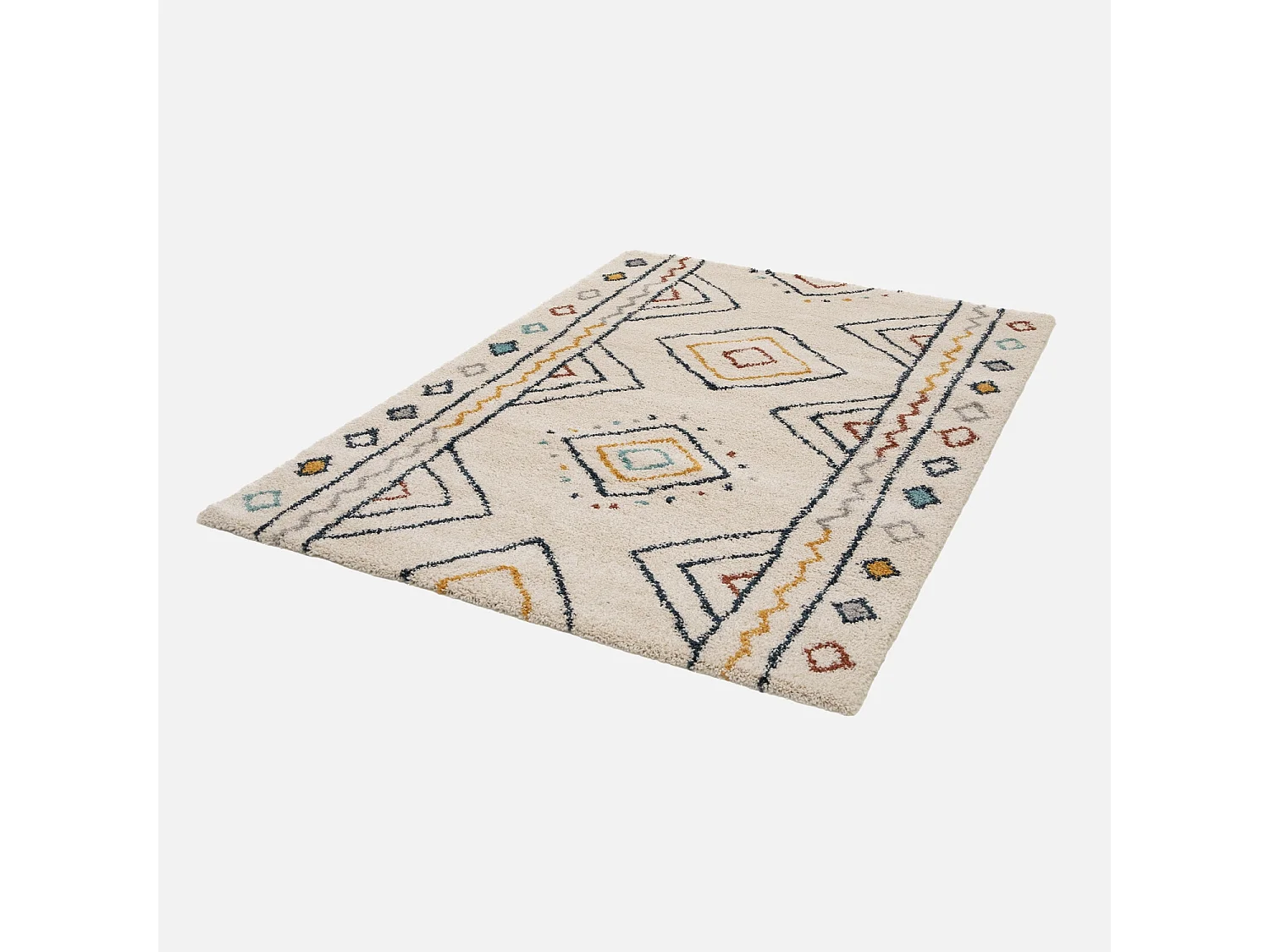 Tapis intérieur motif berbère crème. bleu et orange Ralph 200x260cm