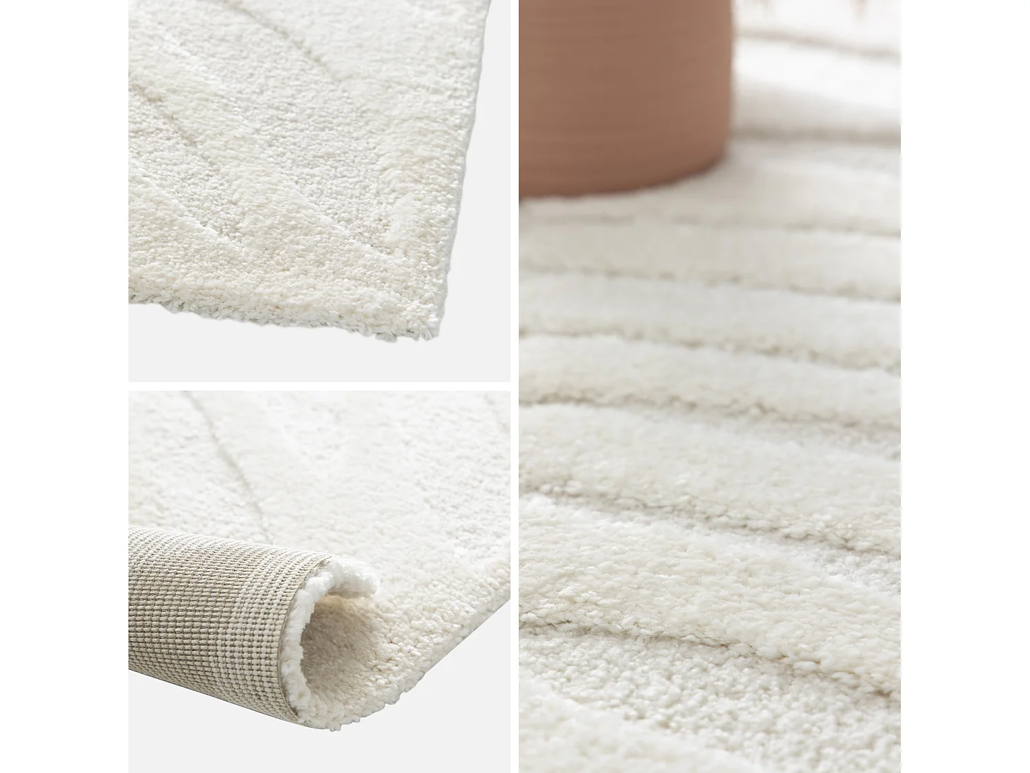 Tapis intérieur motif végétal crème Lily 160x230cm