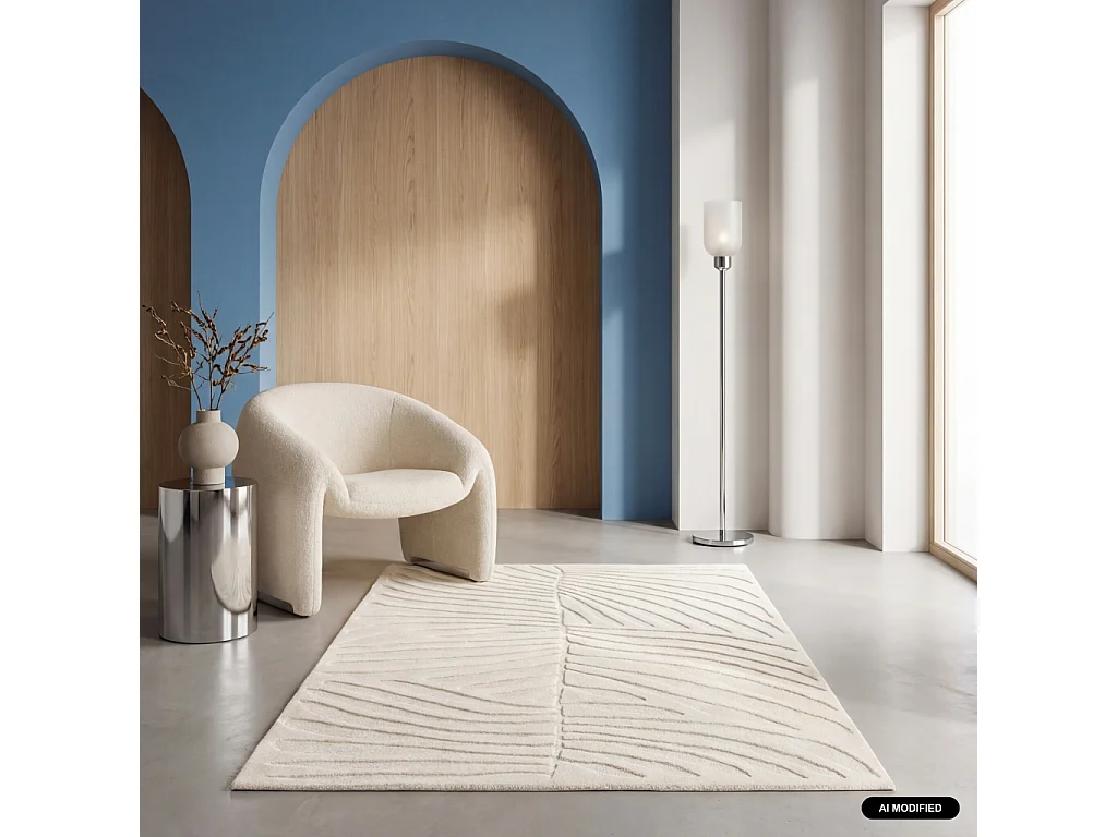 Tappeto interno motivo a rilievo vegetale crema - 230x160x1.4 cm