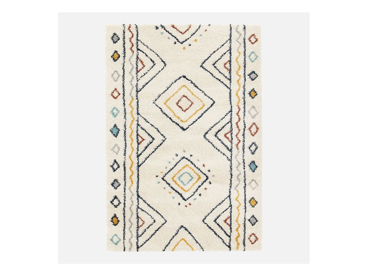Tapis intérieur motif berbère crème. bleu et orange Ralph 80x150cm