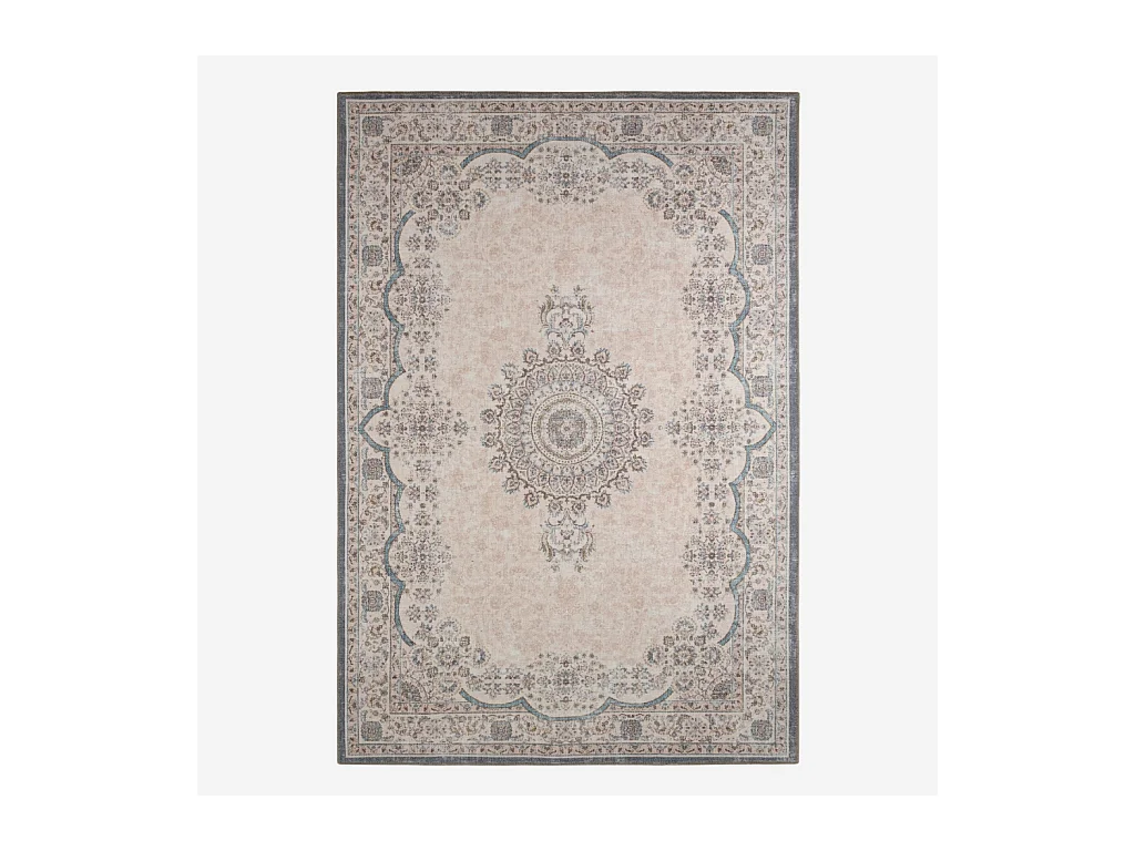 Tapis intérieur motif baroque rose. rouge et bleu 120 x 160 cm - Melgy