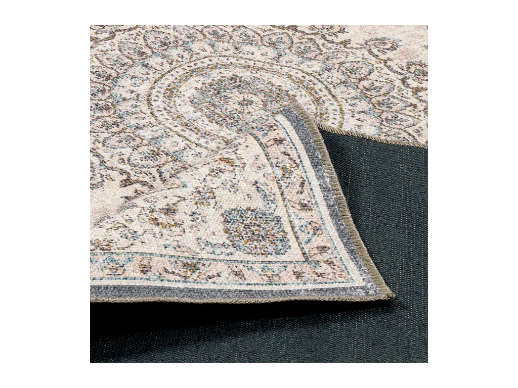 Tapis intérieur motif baroque rose. rouge et bleu 160 x 230 cm - Melgy