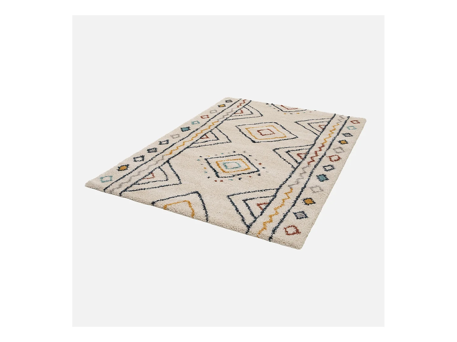 Tapis intérieur motif berbère crème. bleu et orange Ralph 120x170cm