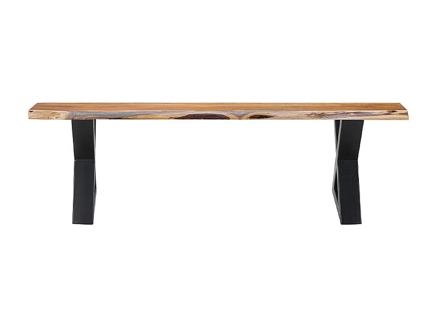 Banc L. 170 cm bois d'acacia et pieds en X en métal noir - OTTAWA