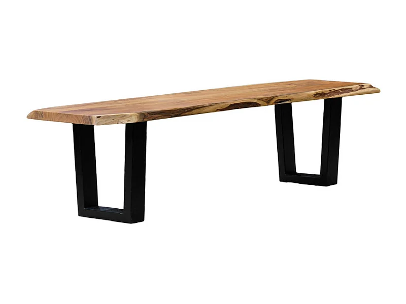 Banc L. 170 cm bois d'acacia et pieds trapèze métal noir - OTTAWA