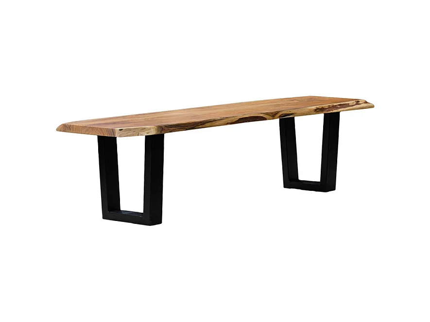 Banc L. 170 cm bois d'acacia et pieds trapèze métal noir - OTTAWA