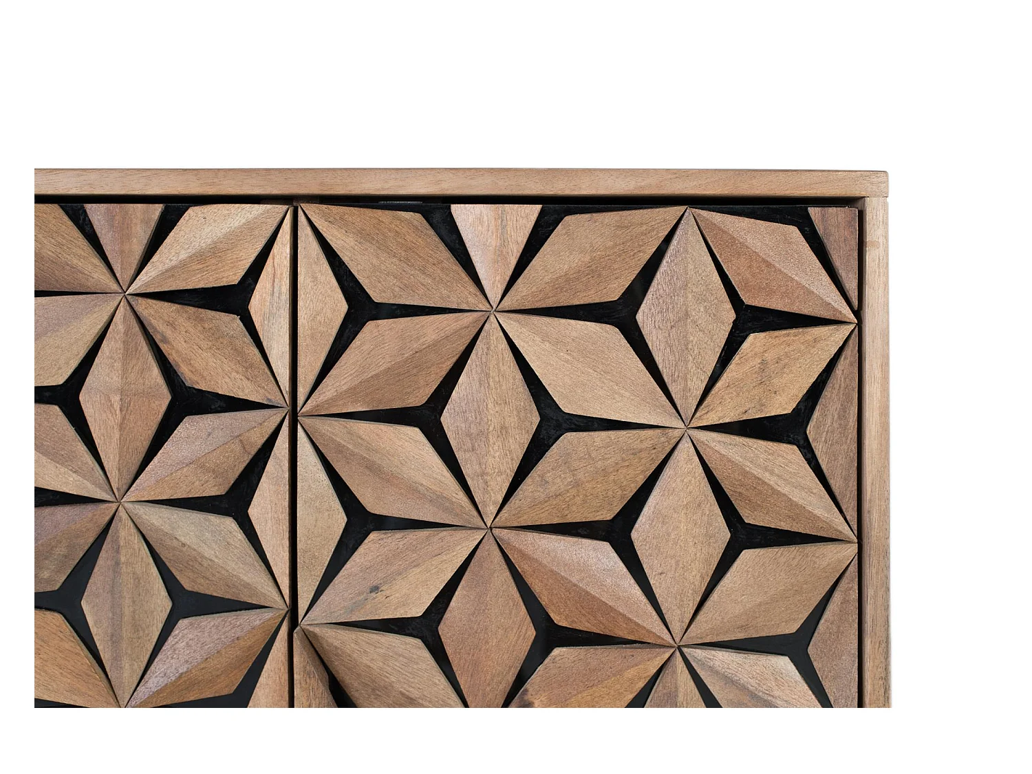 Table d'appoint en bois de manguier massif de style géométrique