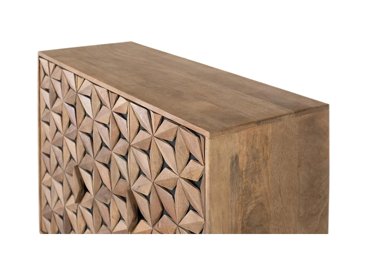 Table d'appoint en bois de manguier massif de style géométrique