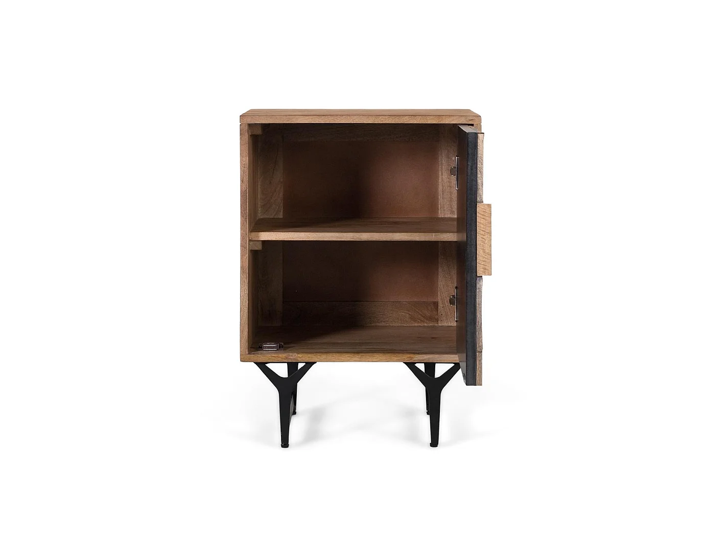 Tables de chevet en bois de manguier 47 cm, style géométrique contemporain - 64 x 47 x 40 cm
