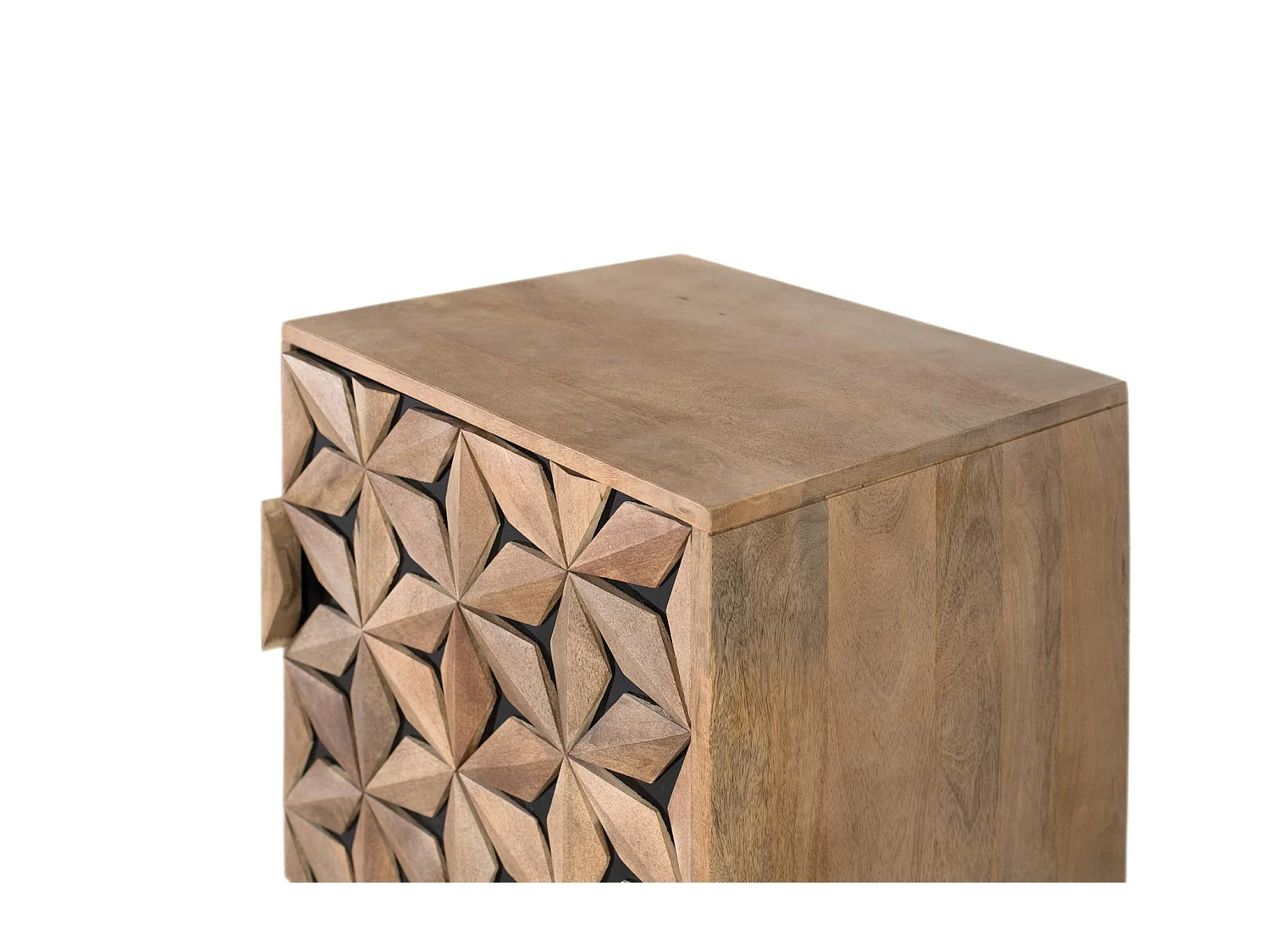 Tables de chevet en bois de manguier 47 cm, style géométrique contemporain - 64 x 47 x 40 cm