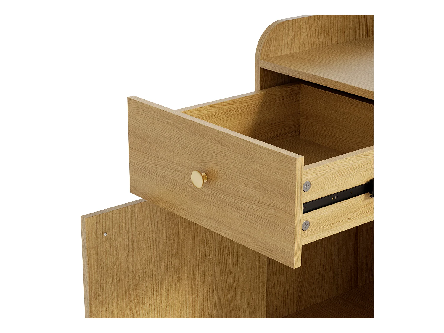 Holzgarderobe mit Spiegel – 2 Schubladen, 1 Tür – offener Stauraum und Haken