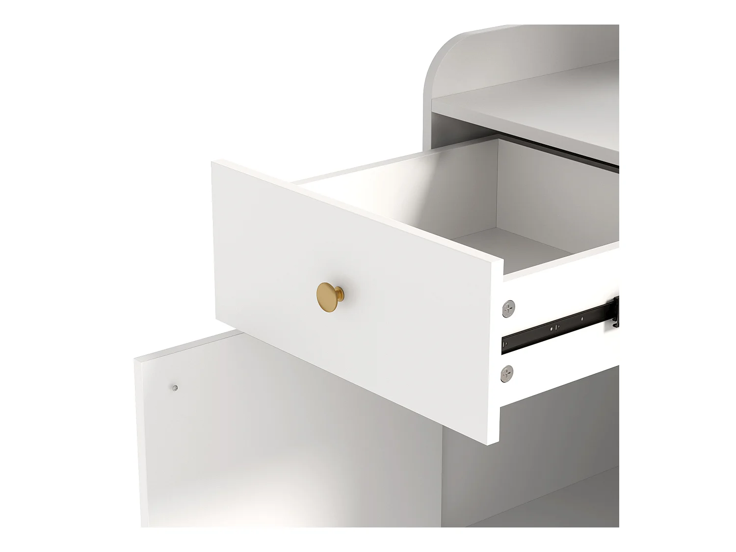 Witte kapstok met spiegel - 2 laden, 1 deurskast - open opbergruimte en haken