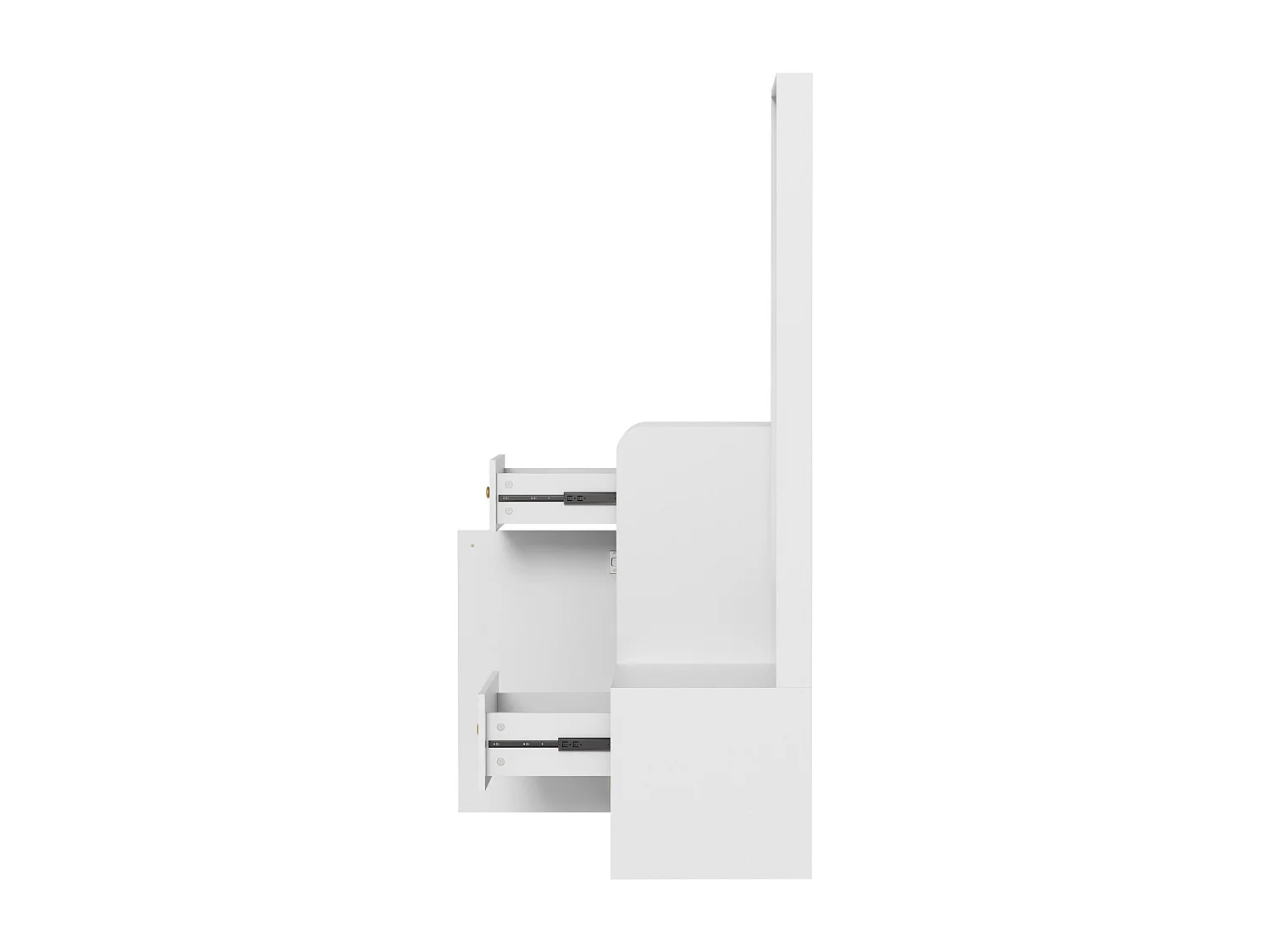 Porte-manteau blanc avec miroir - Vestiaire à 2 tiroirs et 1 porte - rangement ouvert et crochets