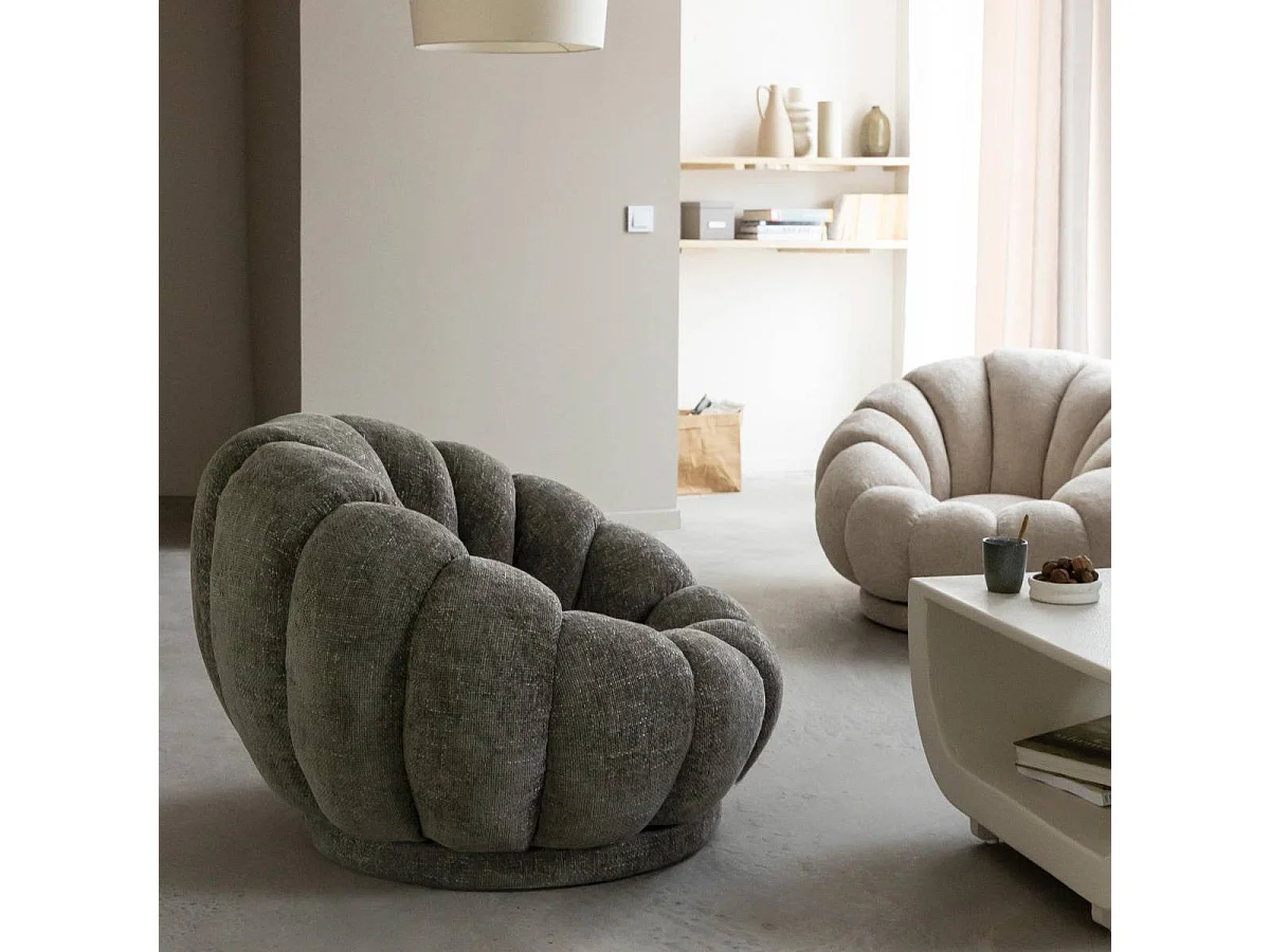 Fauteuil nuage en tissu vert gris Héléna