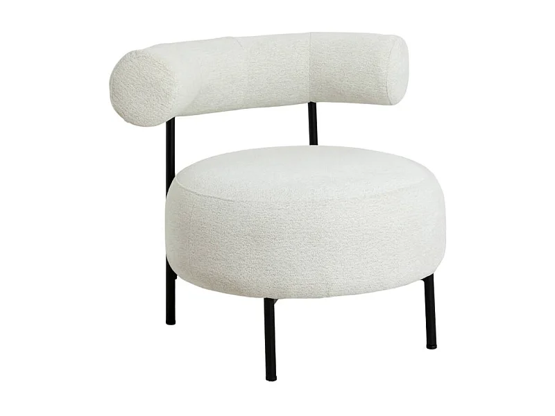 Fauteuil rond en tissu bouclette blanc Maya