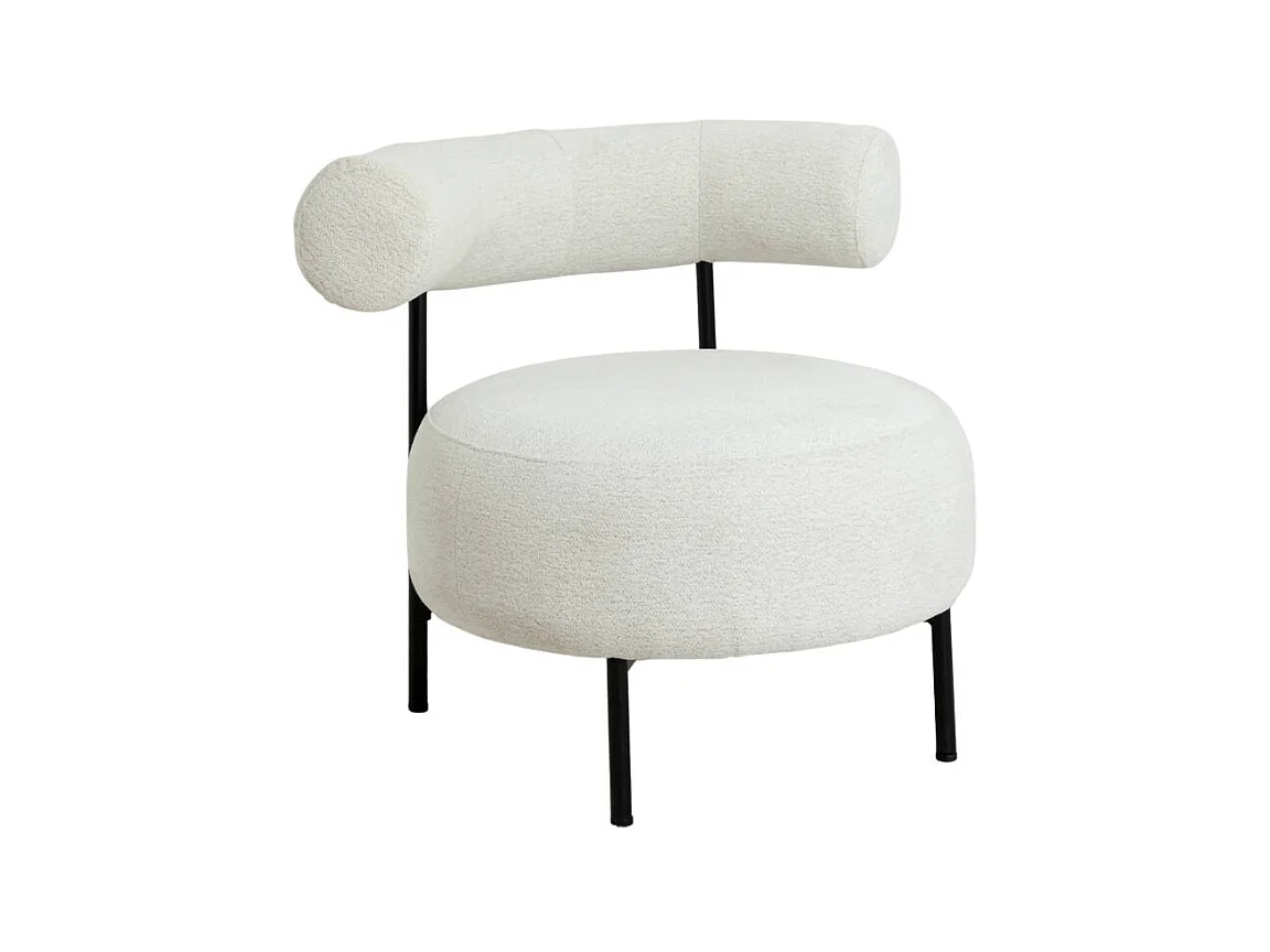 Fauteuil rond en tissu bouclette blanc Maya