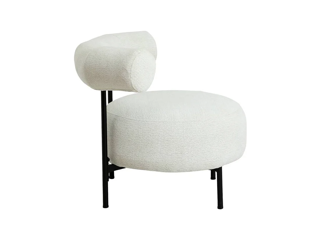 Fauteuil rond en tissu bouclette blanc Maya