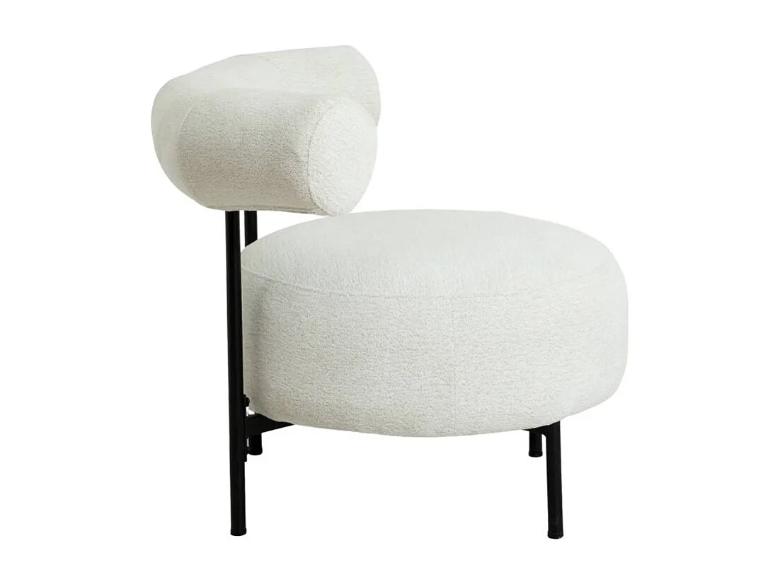 Fauteuil rond en tissu bouclette écru clair Maya