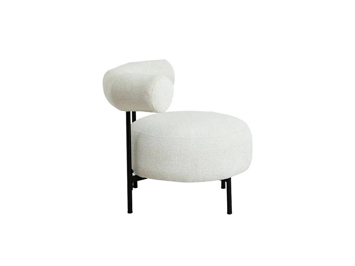 Fauteuil rond en tissu bouclette écru clair Maya