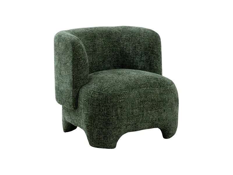 Fauteuil arrondi en tissu vert foncé Norton