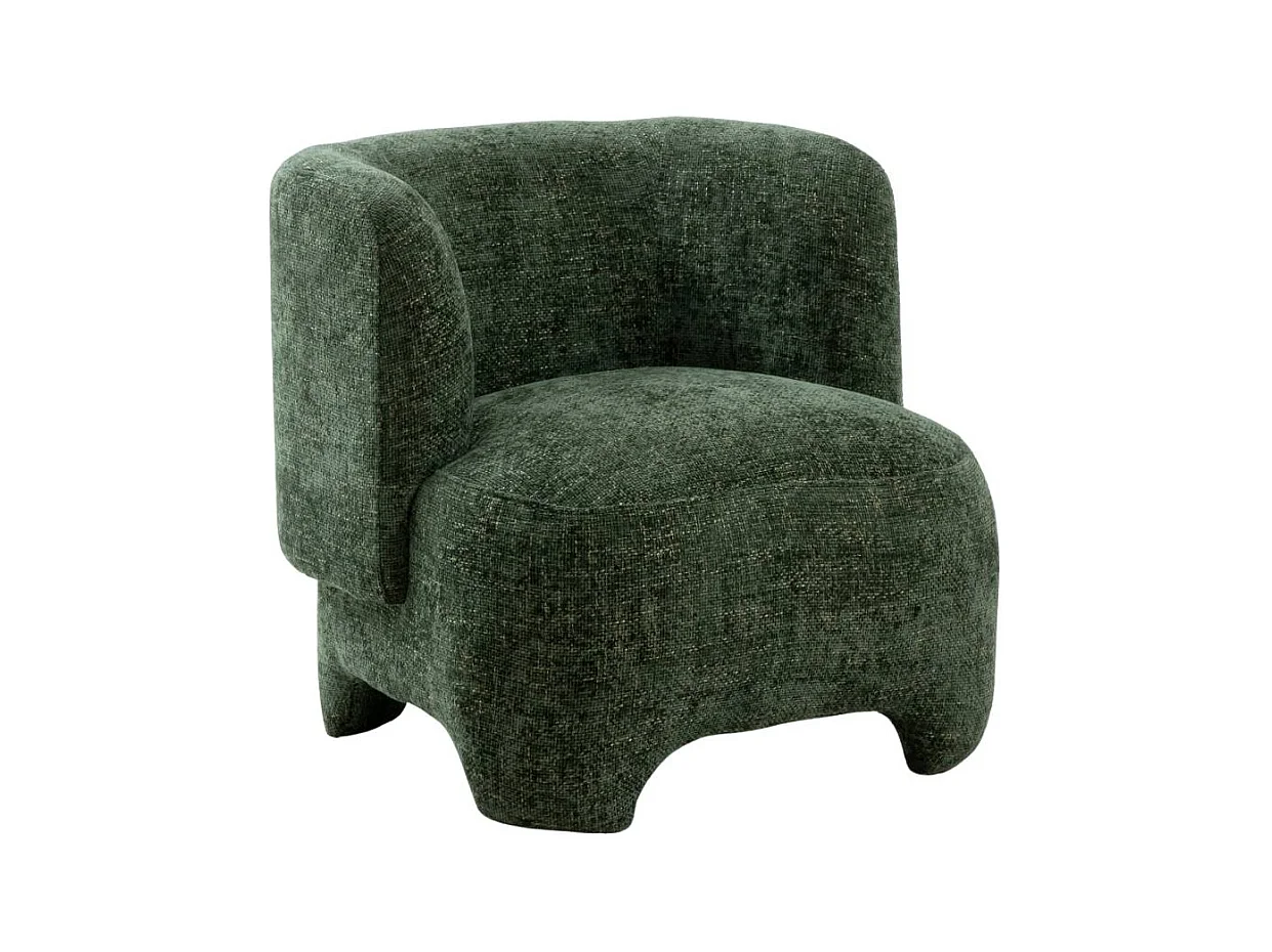 Fauteuil arrondi en tissu vert foncé Norton