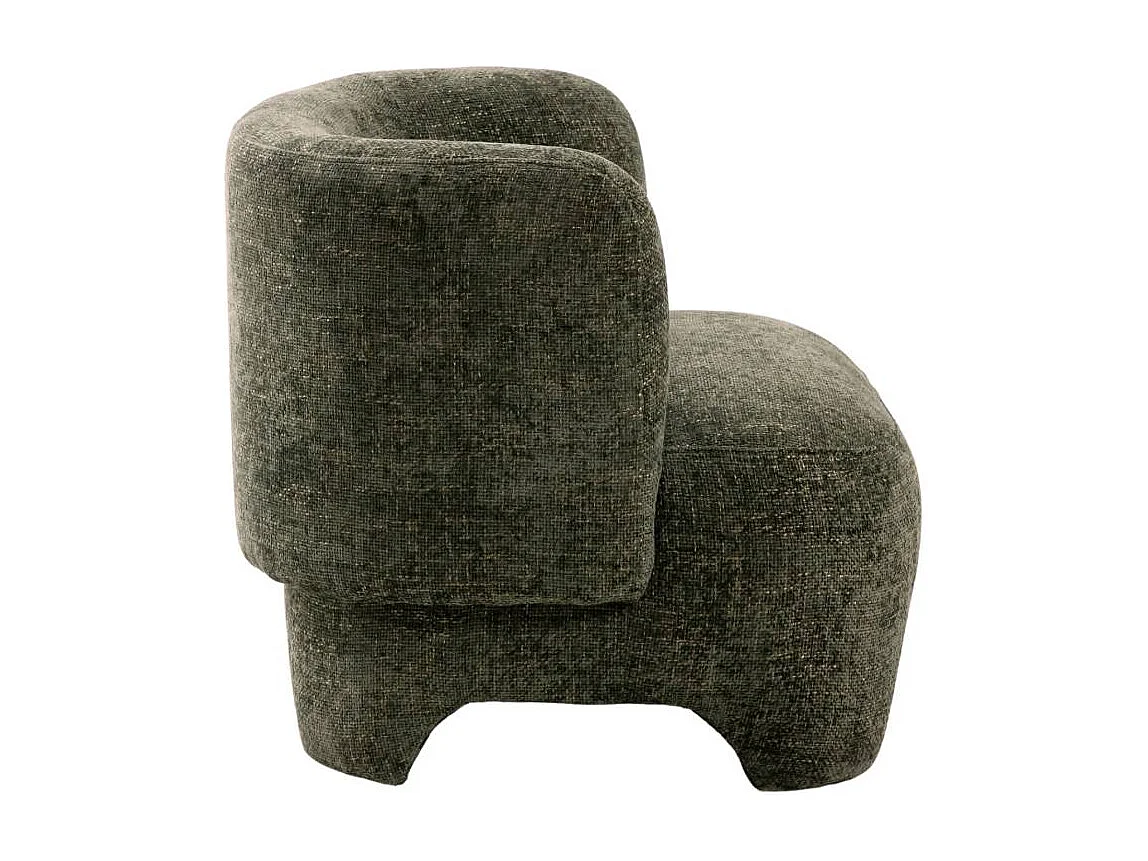 Fauteuil arrondi en tissu vert foncé Norton