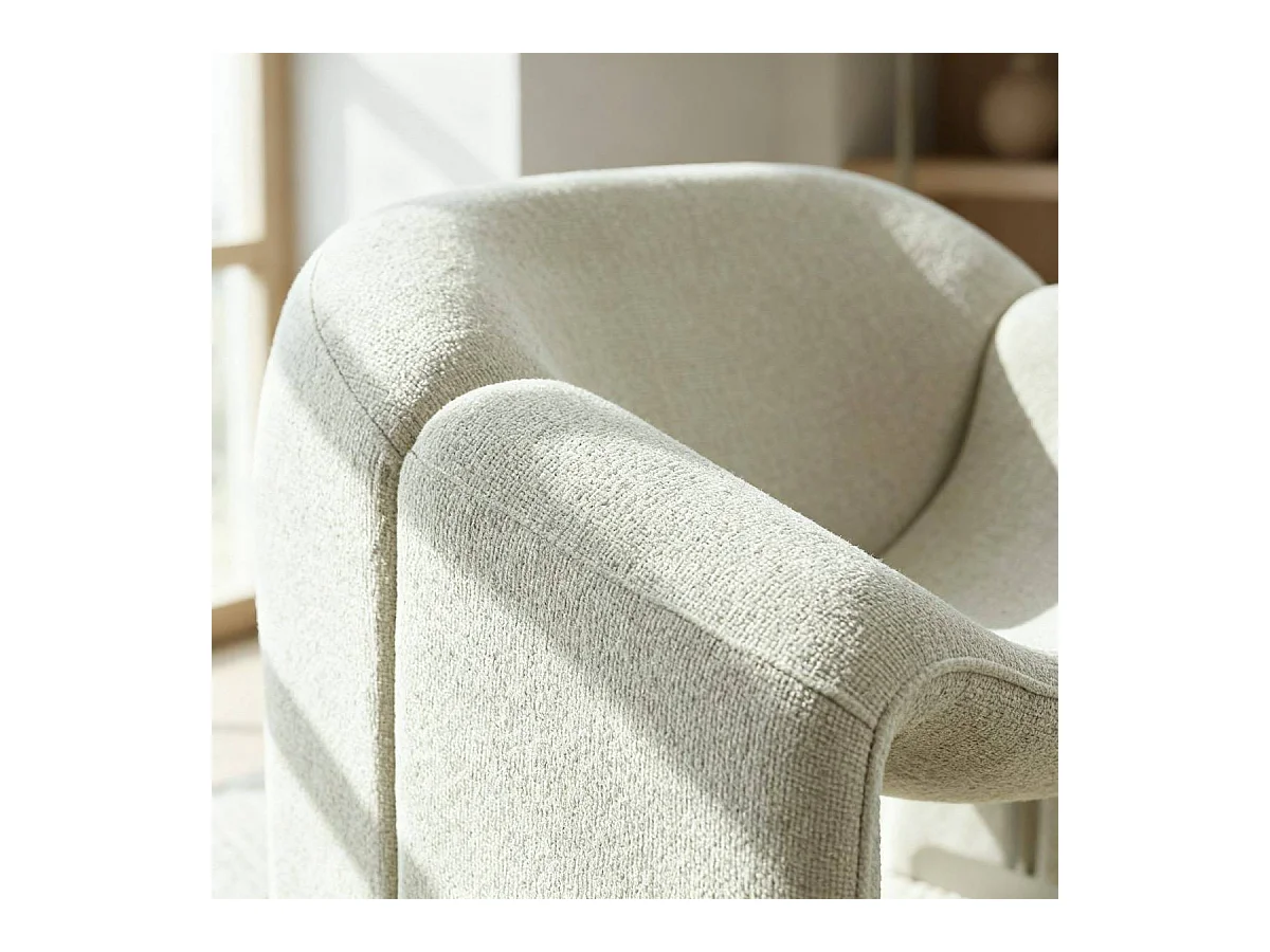 Fauteuil en tissu écru Théa