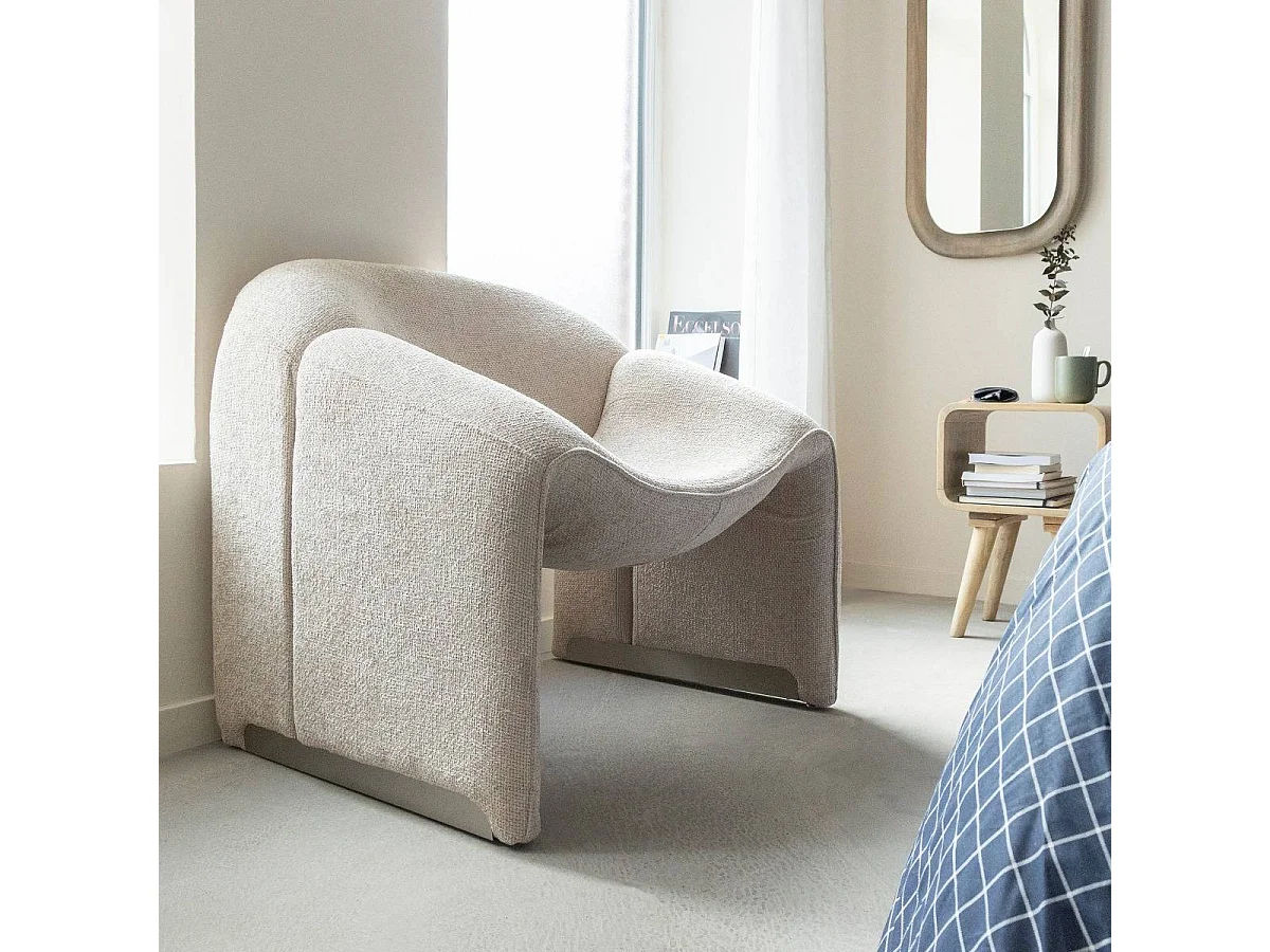 Fauteuil en tissu écru Théa