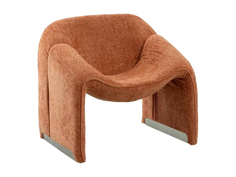 Fauteuil en tissu terracotta Théa