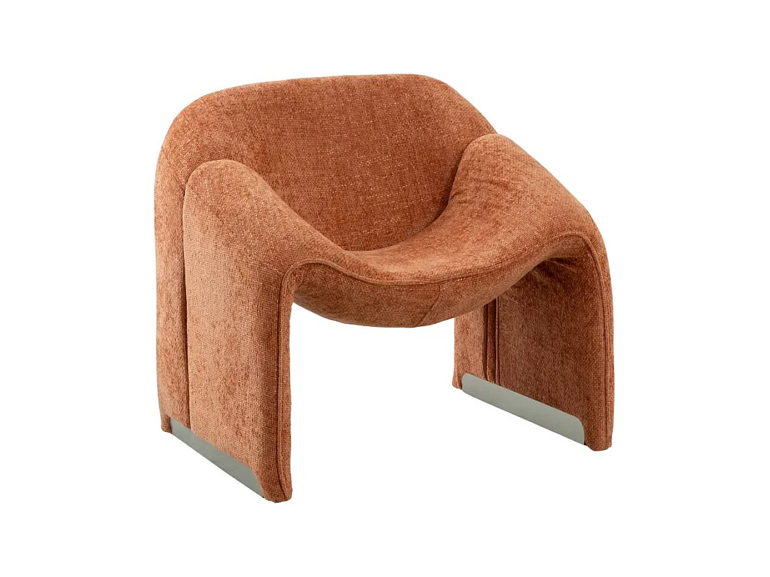 Fauteuil en tissu terracotta Théa