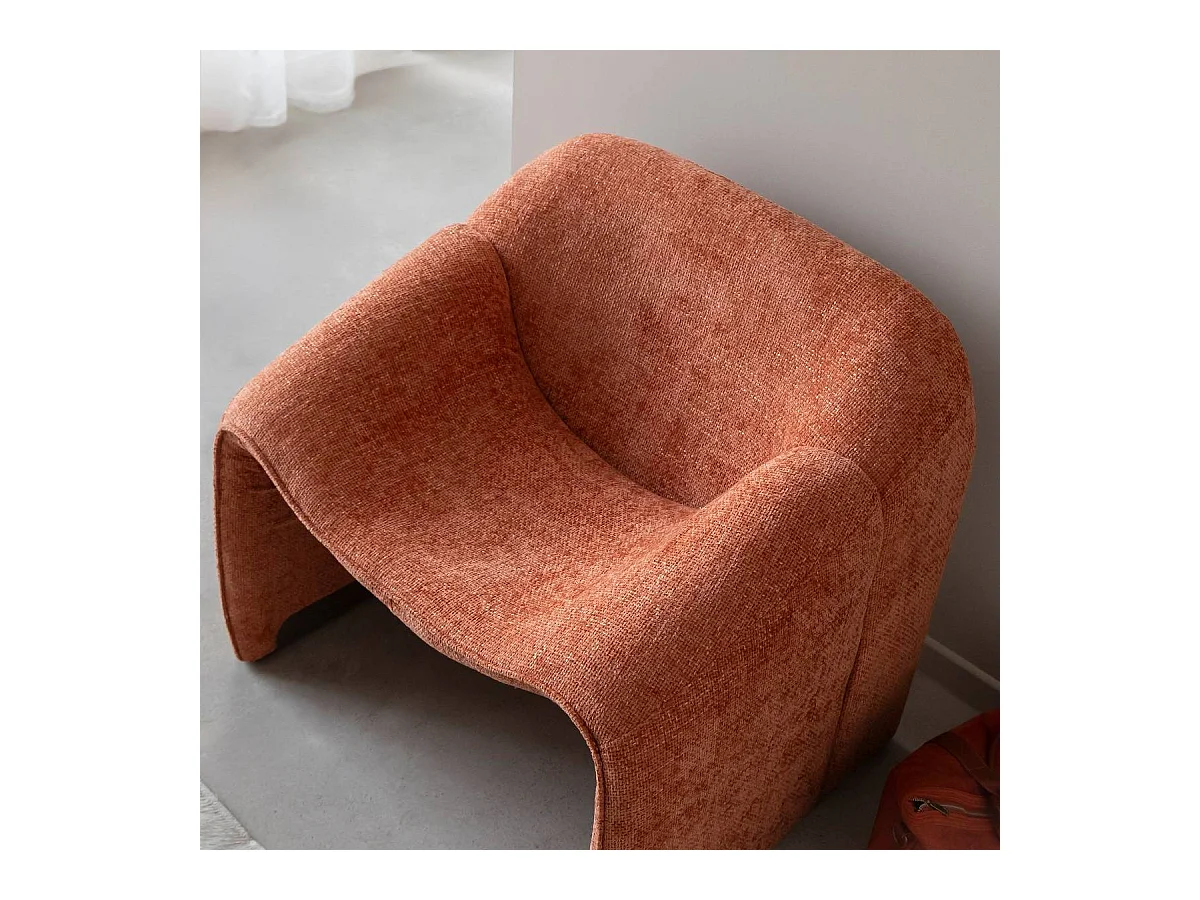 Fauteuil en tissu terracotta Théa