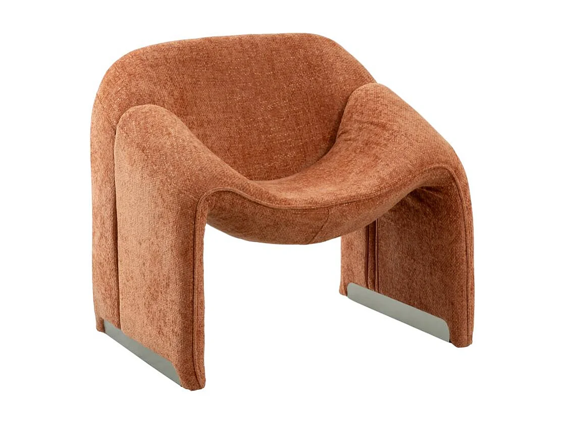 Fauteuil en tissu terracotta Théa