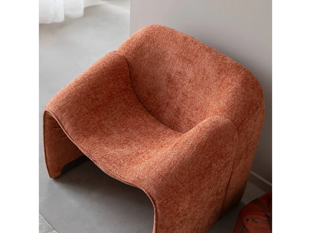 Fauteuil en tissu terracotta Théa