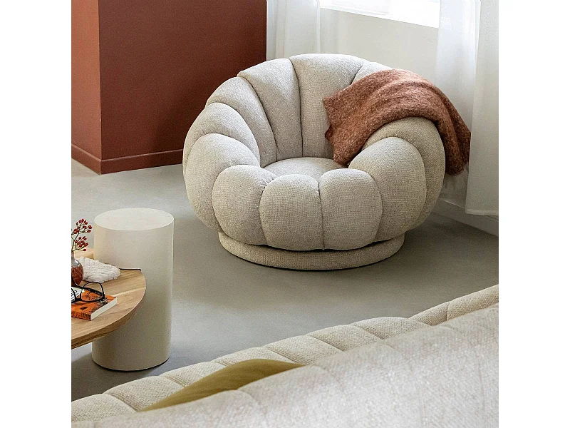 Fauteuil nuage en tissu écru Héléna