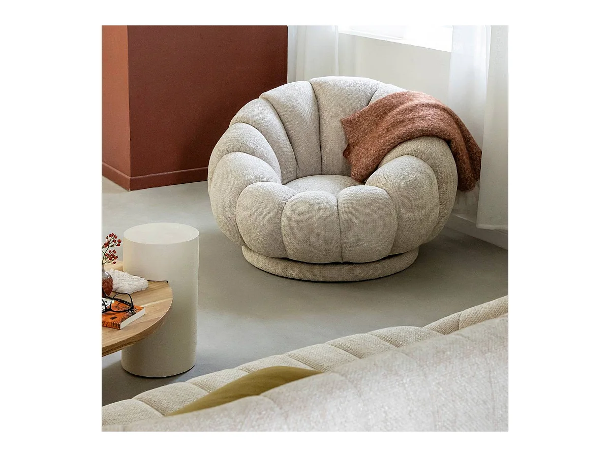 Fauteuil nuage en tissu écru Héléna