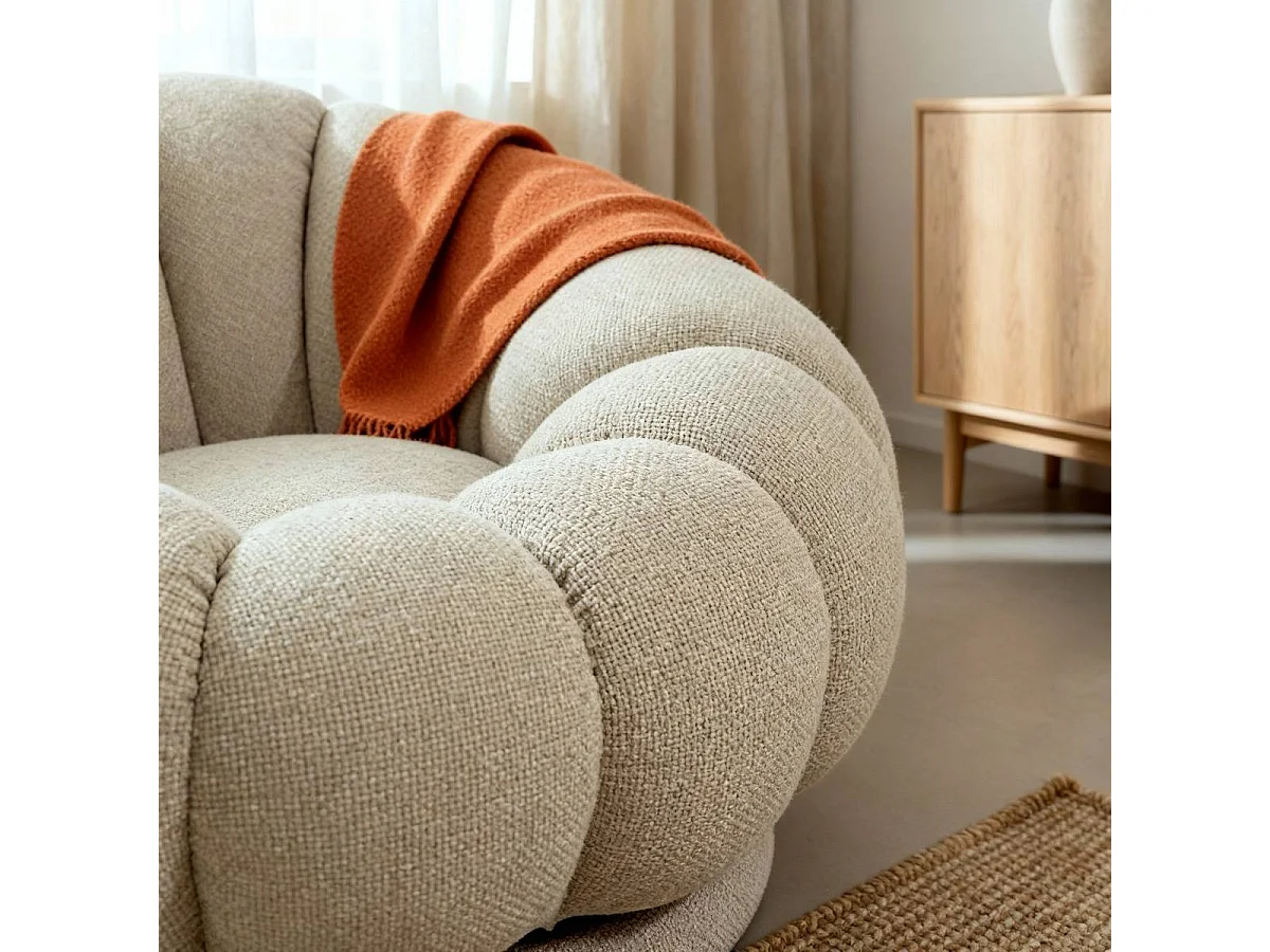 Fauteuil nuage en tissu écru Héléna