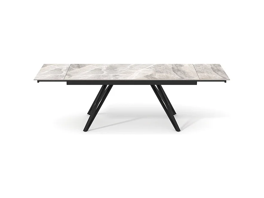 Table 160 à 240 cm céramique marbré laqué pieds en V - DAKOTA 10