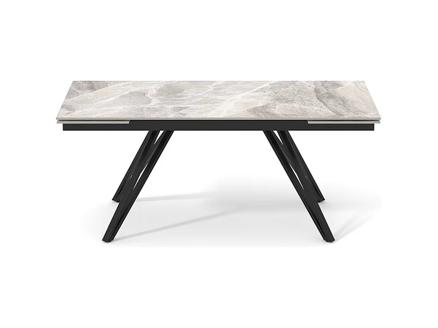 Table 160 à 240 cm céramique marbré laqué pieds en V - DAKOTA 10