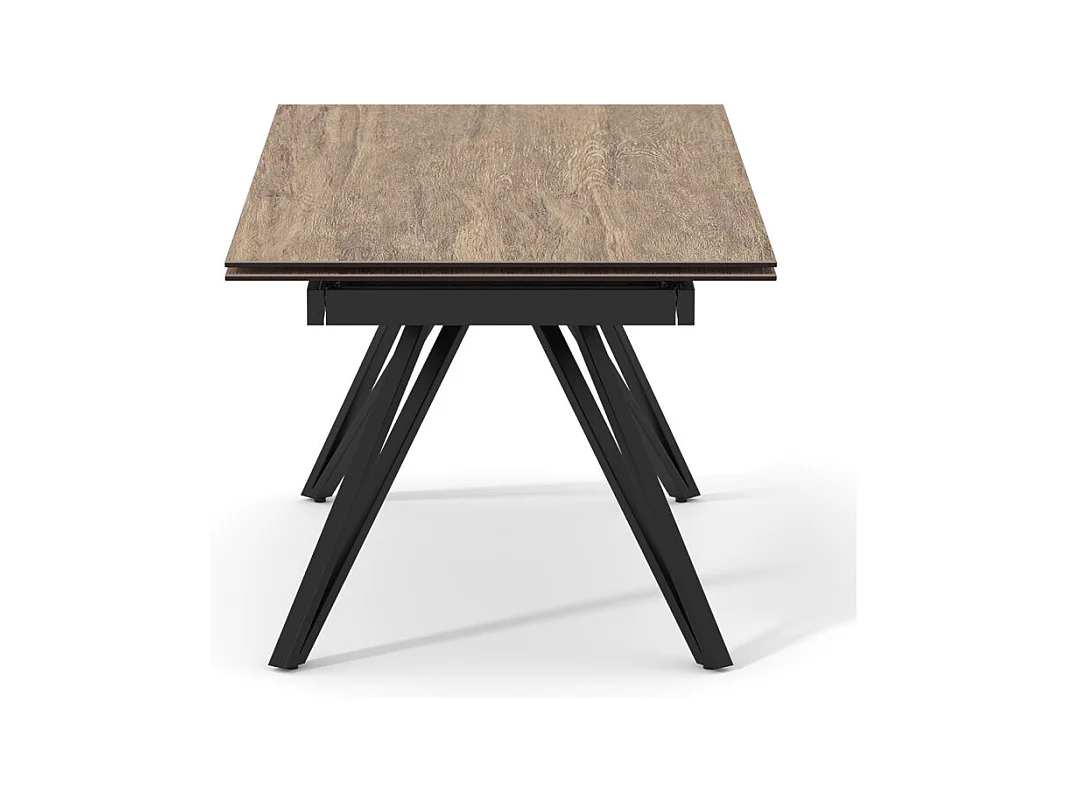 Table 180 à 260 cm céramique effet bois pieds en V - TEXAS 10