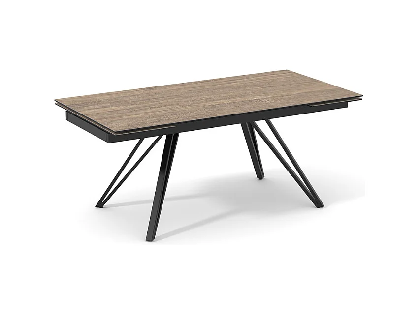 Table 160 à 240 cm céramique effet bois pieds en V - TEXAS 10