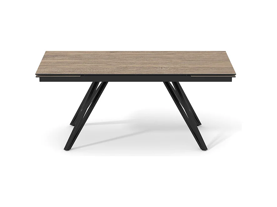 Table 160 à 240 cm céramique effet bois pieds en V - TEXAS 10