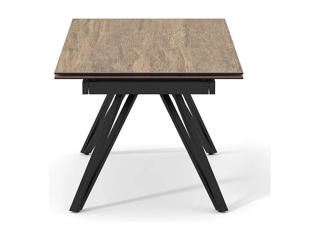 Table 160 à 240 cm céramique effet bois pieds en V - TEXAS 10