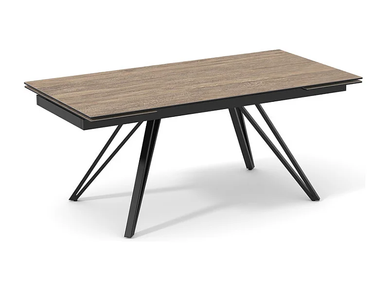 Table 160 à 240 cm céramique effet bois pieds en V - TEXAS 10
