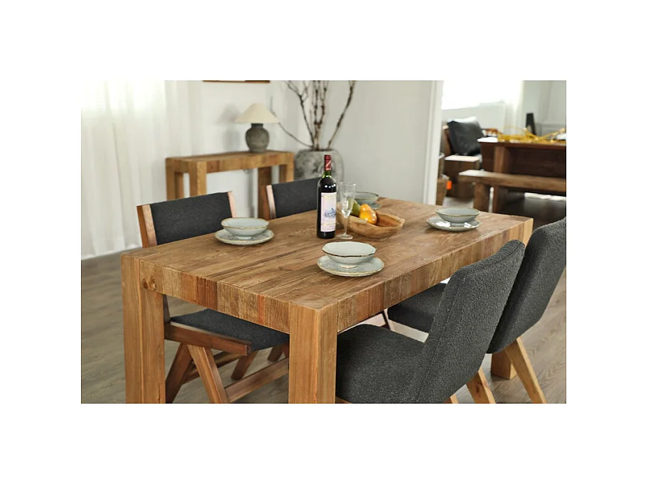 Table de repas 160 cm en bois massif de pin recyclé – CHALET