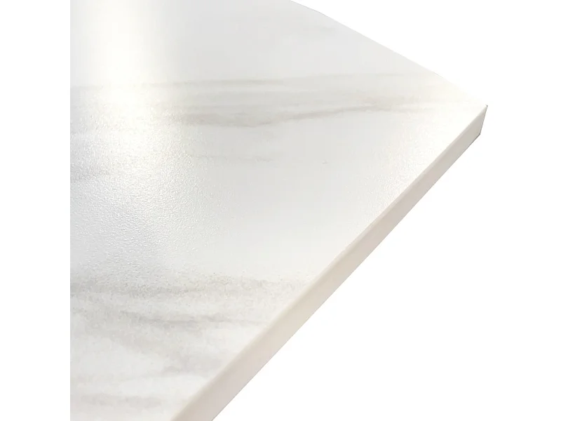 Table extensible ovale 120 à 180 cm céramique blanc pieds bois - DELFI