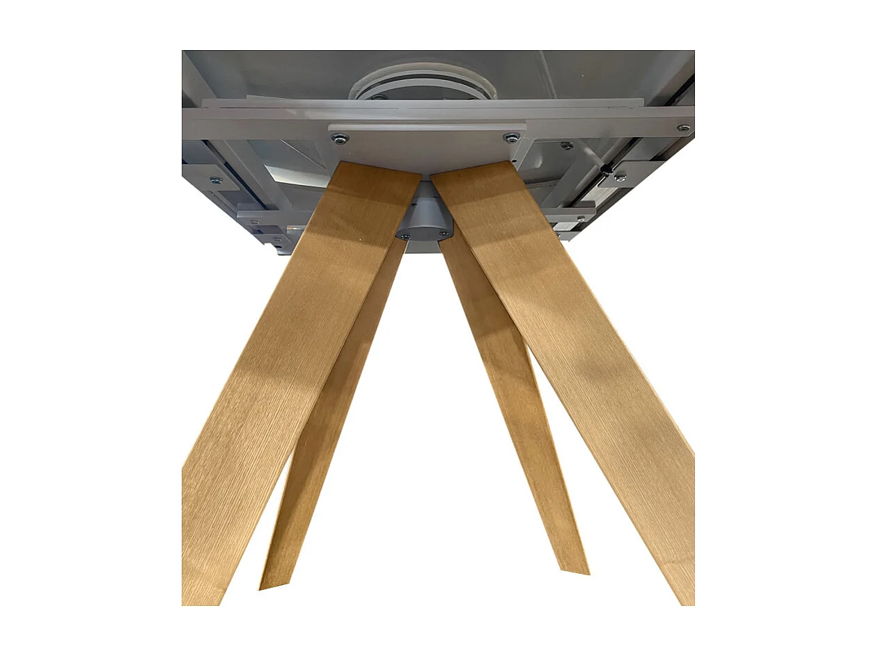 Table ovale 140 à 200 cm céramique calacatta blanc pieds bois - DELFI